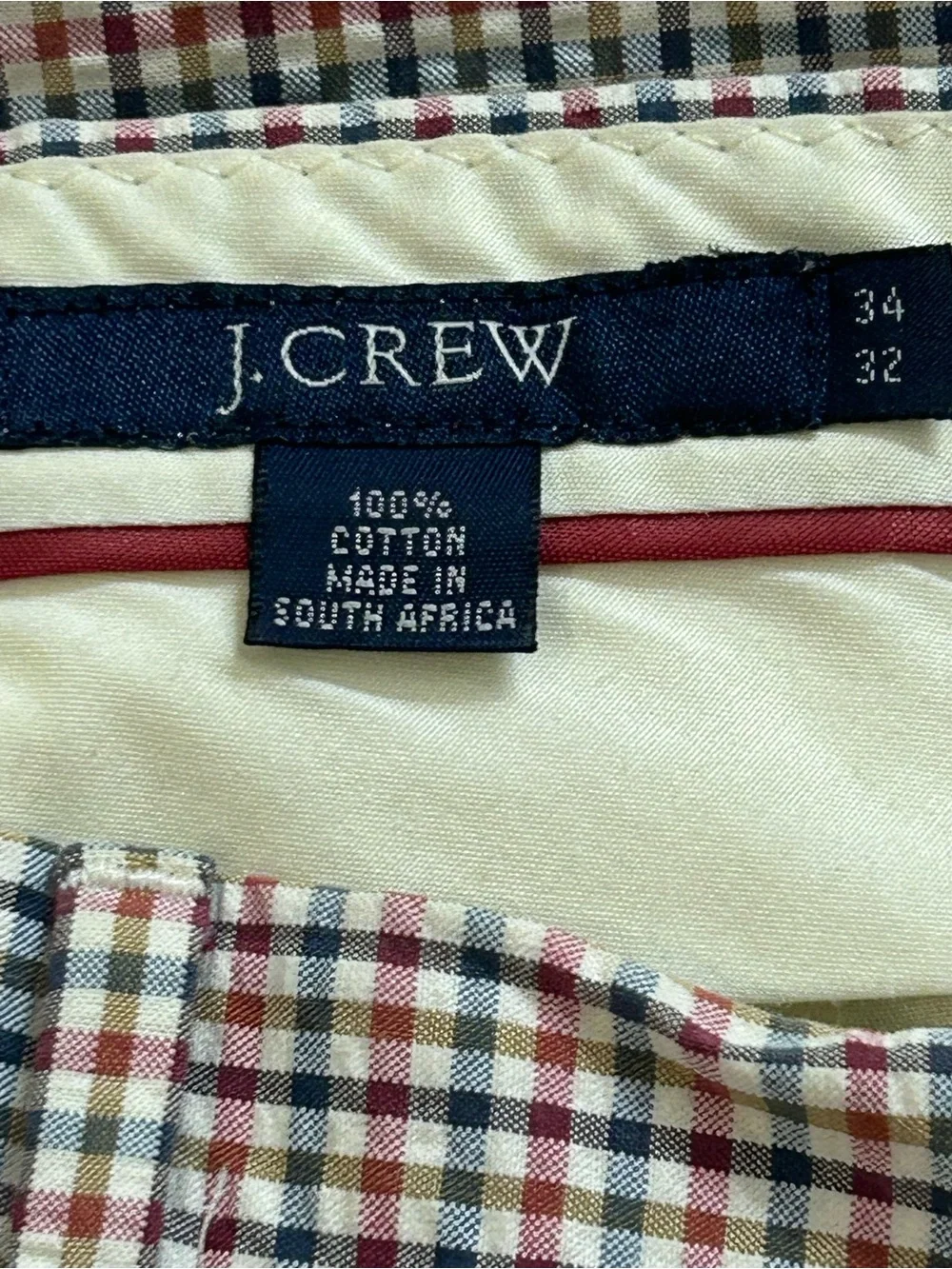 J. Crew Seersucker Gingham Check Pants Mens 34x32 Multicolor Cotton Straight Leg